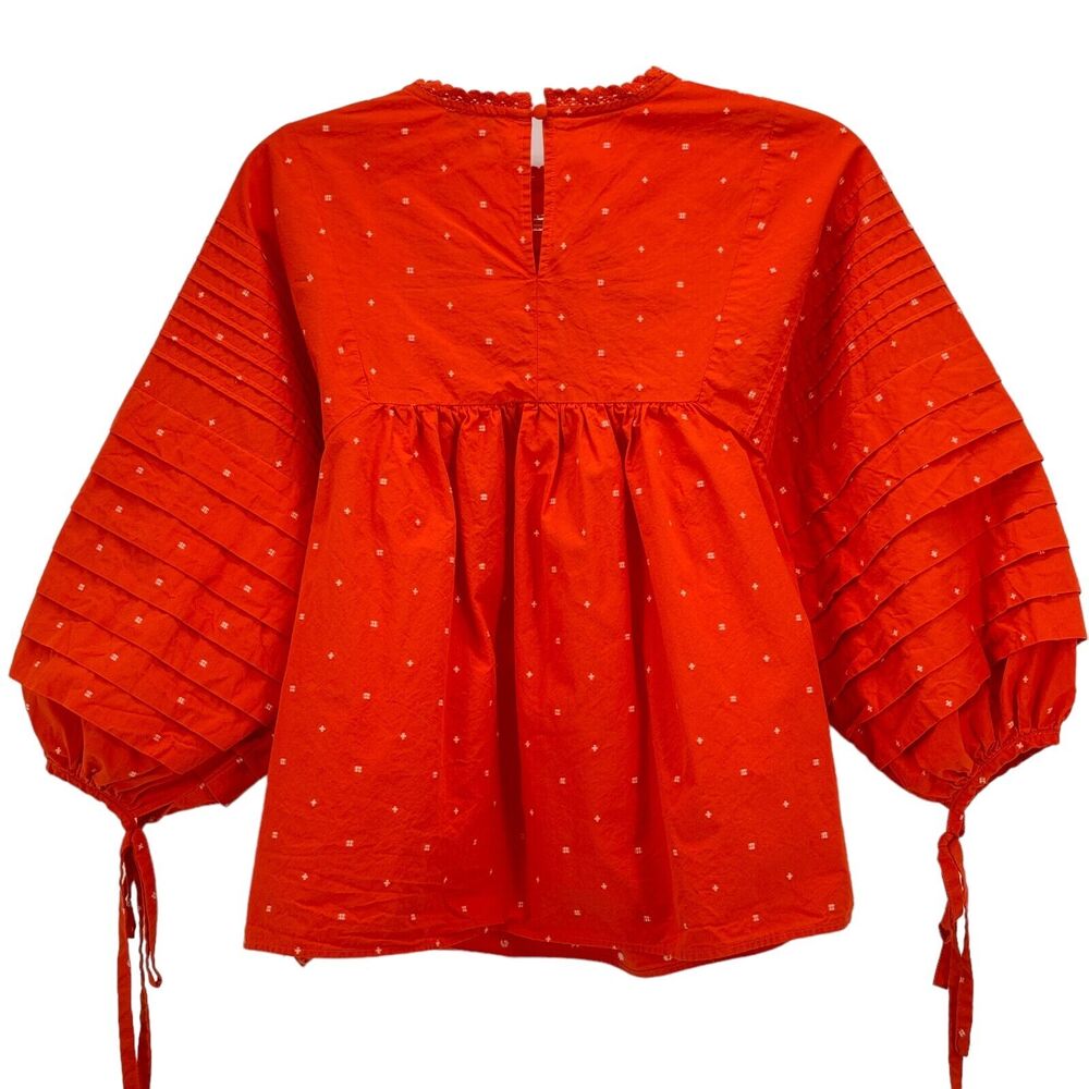 Ella Moss Balloon Sleeve Top Women's S Lyra Boho Crochet Prairie Peasant Blouse - Picture 3 of 11